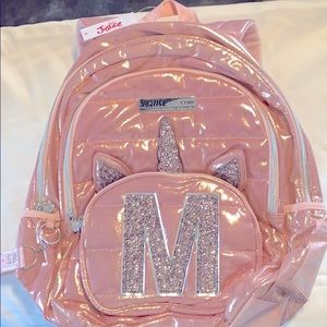 NWT Rose gold unicorn backpack with M monogram